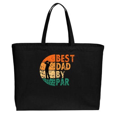 Best Dad By Par Golf Father's Day Golfing Funny Cotton Canvas Jumbo Tote