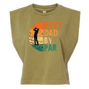 Best Dad By Par Golf Father's Day Golfing Funny Garment-Dyed Women's Muscle Tee