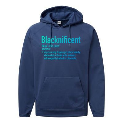 Blacknificent Definition Black History Black Pride Cool Gift Performance Fleece Hoodie