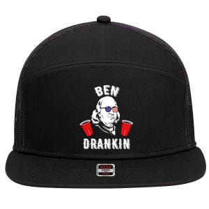 Ben Drankin Benjamin Franklin Sunglasses 4th Of July Gift 7 Panel Mesh Trucker Snapback Hat