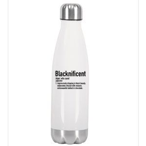 Blacknificent Definition Black History Black Pride Gift Stainless Steel Insulated Water Bottle