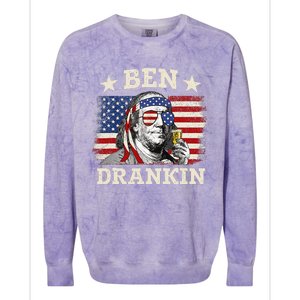 Ben Drankin Benjamin Franklin 4th Of July Funny Drinking Colorblast Crewneck Sweatshirt