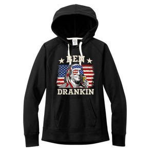 Ben Drankin Benjamin Franklin 4th Of July Funny Drinking Women's Fleece Hoodie