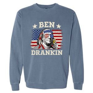 Ben Drankin Benjamin Franklin 4th Of July Funny Drinking Garment-Dyed Sweatshirt