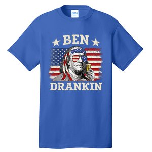 Ben Drankin Benjamin Franklin 4th Of July Funny Drinking Tall T-Shirt