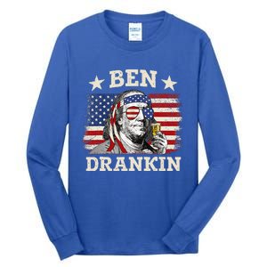 Ben Drankin Benjamin Franklin 4th Of July Funny Drinking Tall Long Sleeve T-Shirt