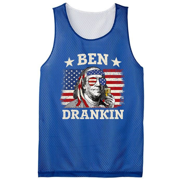 Ben Drankin Benjamin Franklin 4th Of July Funny Drinking Mesh Reversible Basketball Jersey Tank