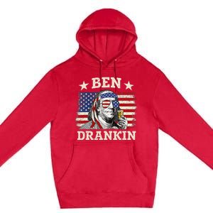 Ben Drankin Benjamin Franklin 4th Of July Funny Drinking Premium Pullover Hoodie