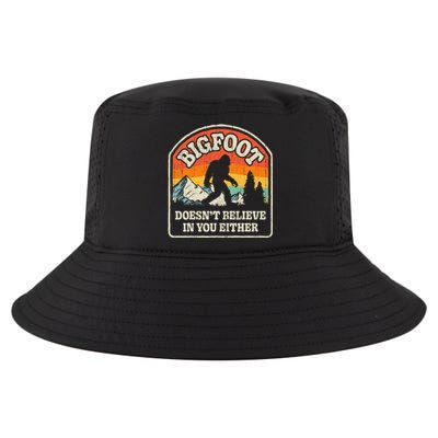 Bigfoot Doesn't Believe In You Either Funny Sasquatch Retro Cool Comfort Performance Bucket Hat