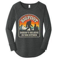 Bigfoot Doesn't Believe In You Either Funny Sasquatch Retro Women's Perfect Tri Tunic Long Sleeve Shirt