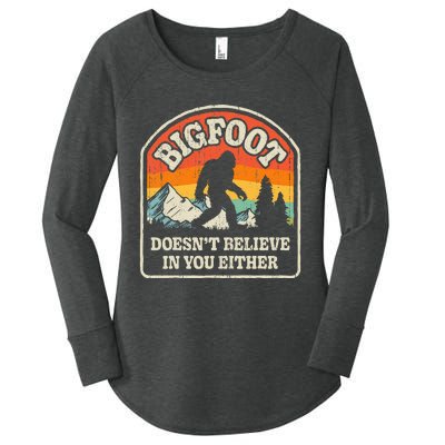 Bigfoot Doesn't Believe In You Either Funny Sasquatch Retro Women's Perfect Tri Tunic Long Sleeve Shirt