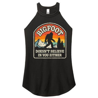 Bigfoot Doesn't Believe In You Either Funny Sasquatch Retro Women's Perfect Tri Rocker Tank