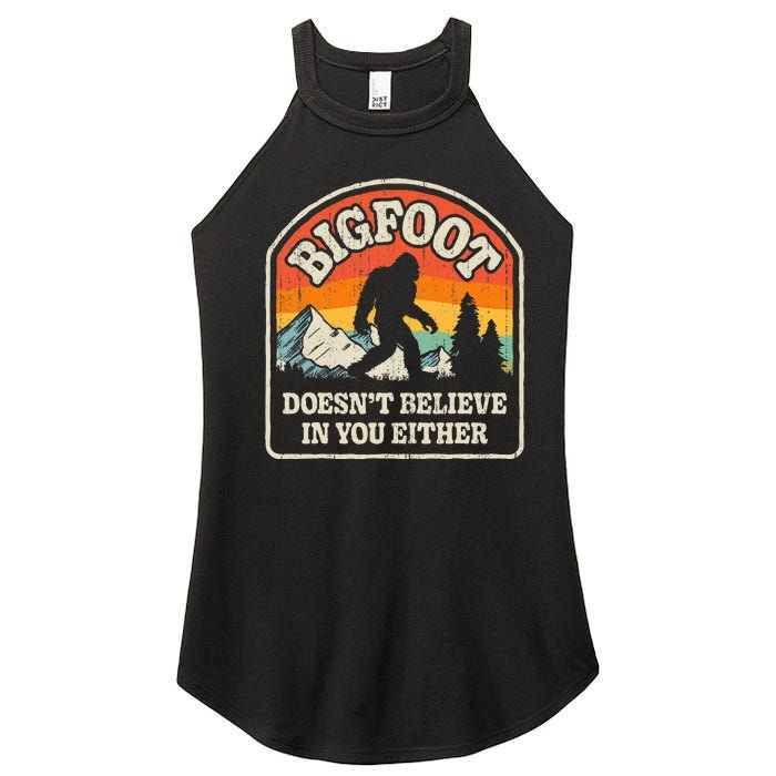 Bigfoot Doesn't Believe In You Either Funny Sasquatch Retro Women's Perfect Tri Rocker Tank