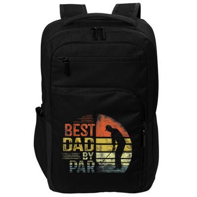 Best Dad By Par Retro Vintage Fathers Day Golf Lover Golfer Impact Tech Backpack