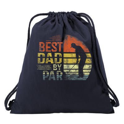 Best Dad By Par Retro Vintage Fathers Day Golf Lover Golfer Drawstring Bag