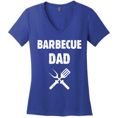 Barbecue Dad Bbq Grill Family Smoking Barbecue Grilling Chef Gift Women's V-Neck T-Shirt