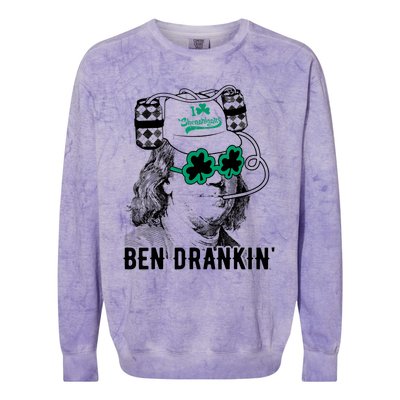 Ben Drankin Benjamin Franklin Funny St Patricks Day Colorblast Crewneck Sweatshirt