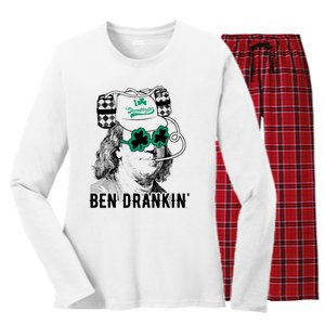 Ben Drankin Benjamin Franklin Funny St Patricks Day Women's Long Sleeve Flannel Pajama Set 