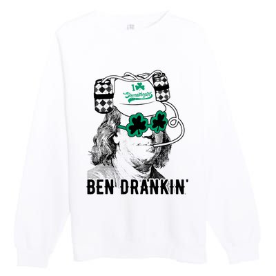 Ben Drankin Benjamin Franklin Funny St Patricks Day Premium Crewneck Sweatshirt