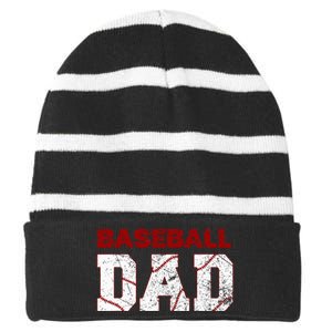 Baseball Dad Striped Beanie with Solid Band