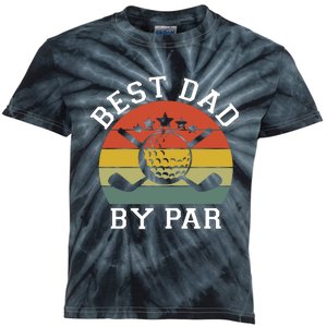 Best Dad By Par Golfinspired FatherS Day Graphic Kids Tie-Dye T-Shirt