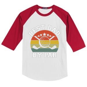 Best Dad By Par Golfinspired FatherS Day Graphic Kids Colorblock Raglan Jersey