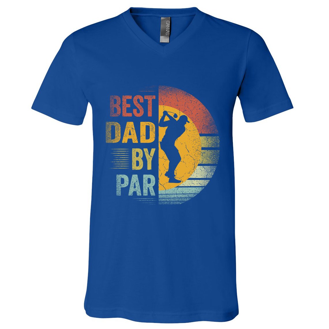 Best Dad By Par Golfing Golfer FatherS Day Golf Lover Gift V-Neck T-Shirt