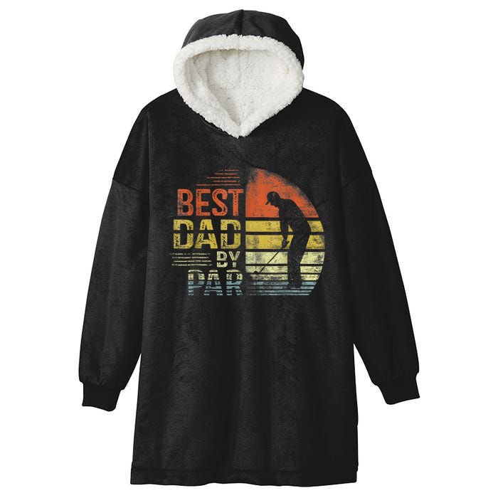 Best Dad By Par Retro Vintage Fathers Day Golf Lover Golfer Hooded Wearable Blanket