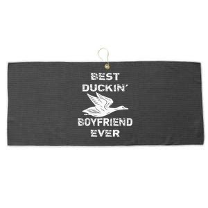 Best Duckin Boyfriend Ever Funny Duck Hunter Hunting Gift Large Microfiber Waffle Golf Towel