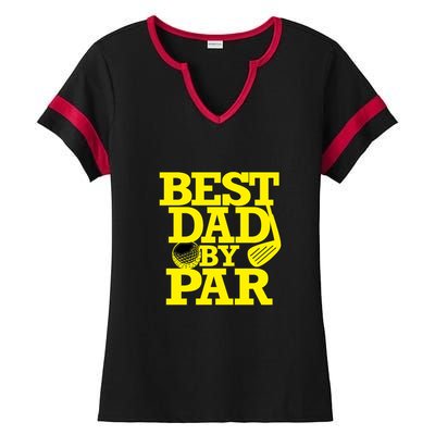 Best Dad By Par Golf Lover Father's Day Gift For Dad Ladies Halftime Notch Neck Tee