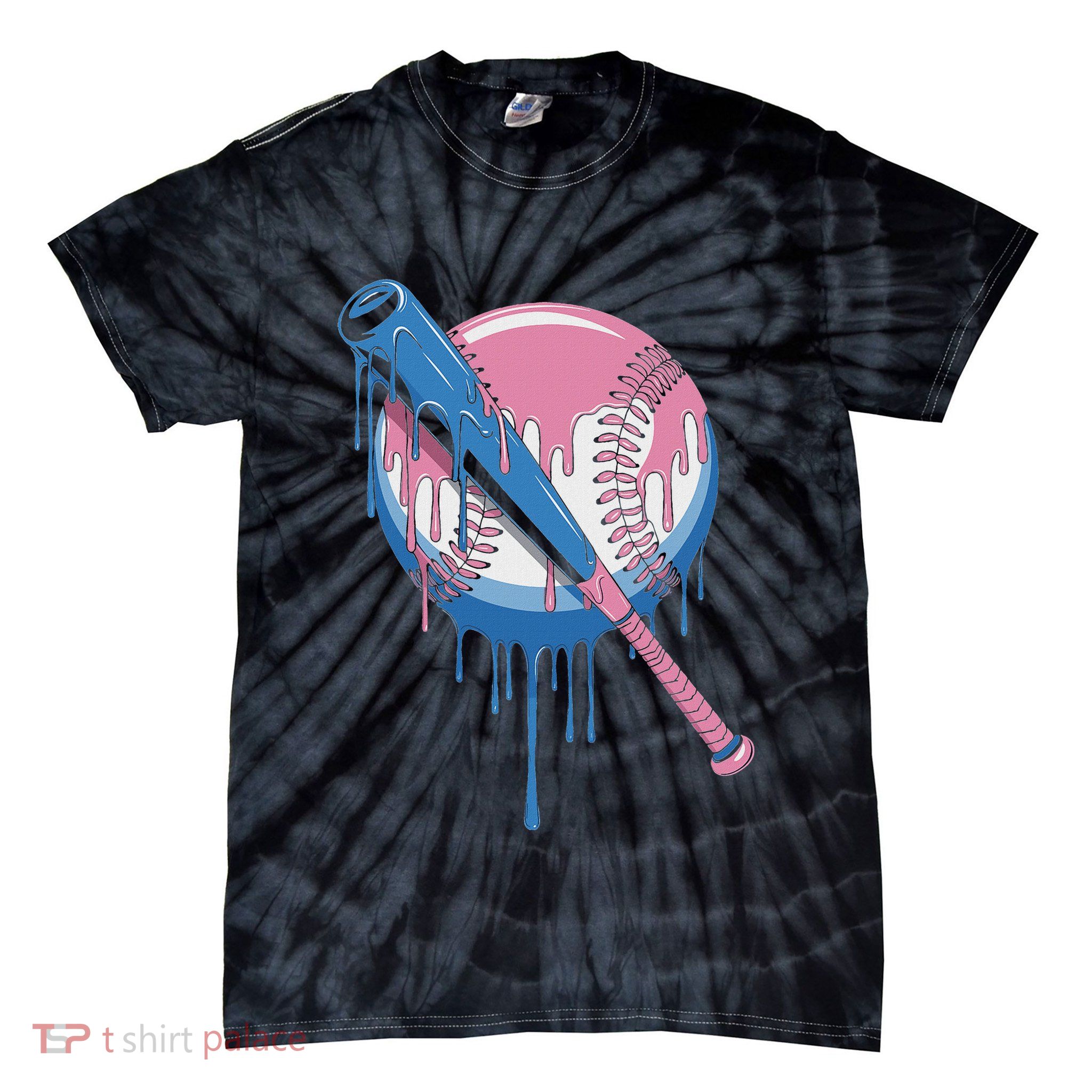 Baseball Drip Bat Softball And Baseball Sport Player Tie-Dye T-Shirt