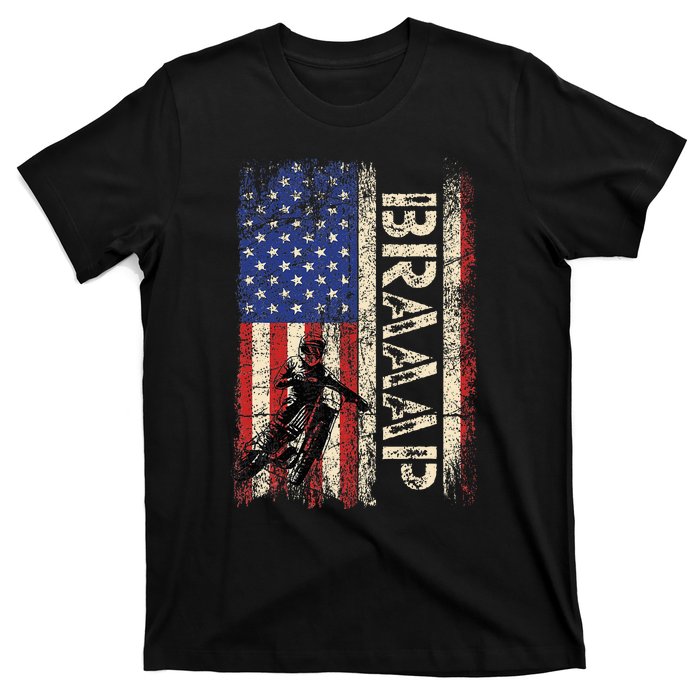 Braaap Dirt Bike Usa American Flag Motocross Biker T-Shirt