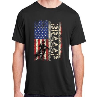 Braaap Dirt Bike Usa American Flag Motocross Biker Adult ChromaSoft Performance T-Shirt