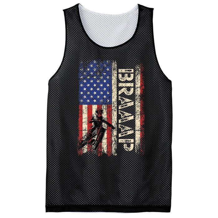 Braaap Dirt Bike Usa American Flag Motocross Biker Mesh Reversible Basketball Jersey Tank