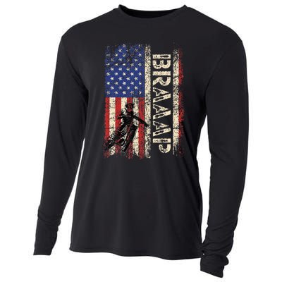 Braaap Dirt Bike Usa American Flag Motocross Biker Cooling Performance Long Sleeve Crew