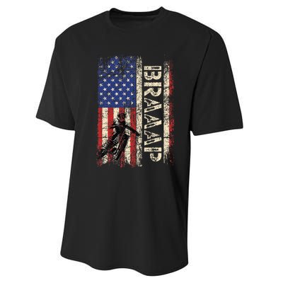 Braaap Dirt Bike Usa American Flag Motocross Biker Performance Sprint T-Shirt