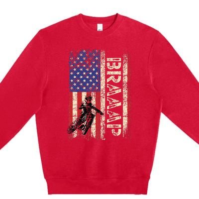 Braaap Dirt Bike Usa American Flag Motocross Biker Premium Crewneck Sweatshirt