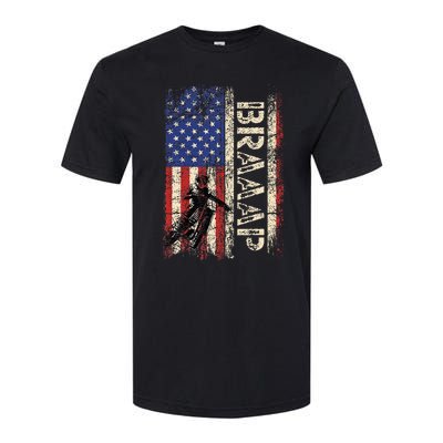 Braaap Dirt Bike Usa American Flag Motocross Biker Softstyle CVC T-Shirt