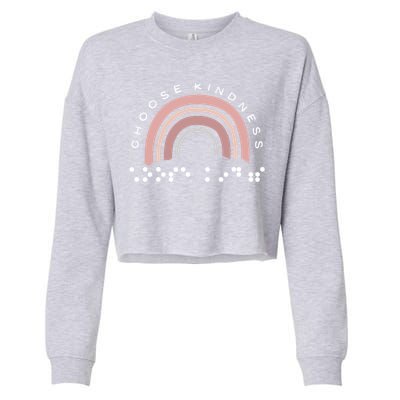 Braille Dots Be Kind Encouraging Words For Blind People Cute Gift Cropped Pullover Crew