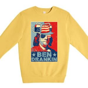 Ben Drankin Beer 4th Of July Retro Beer Lover Drinking Team Premium Crewneck Sweatshirt