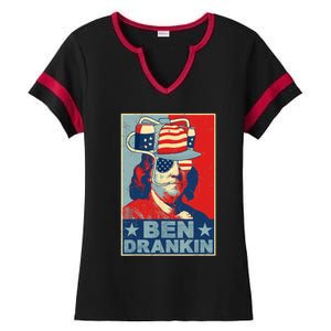 Ben Drankin Beer 4th Of July Retro Beer Lover Drinking Team Ladies Halftime Notch Neck Tee