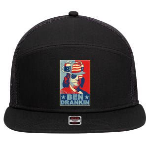 Ben Drankin Beer 4th Of July Retro Beer Lover Drinking Team 7 Panel Mesh Trucker Snapback Hat