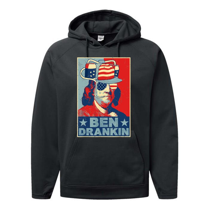 Ben Drankin Beer 4th Of July Retro Beer Lover Drinking Team Performance Fleece Hoodie