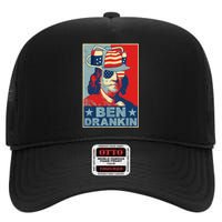 Ben Drankin Beer 4th Of July Retro Beer Lover Drinking Team High Crown Mesh Back Trucker Hat