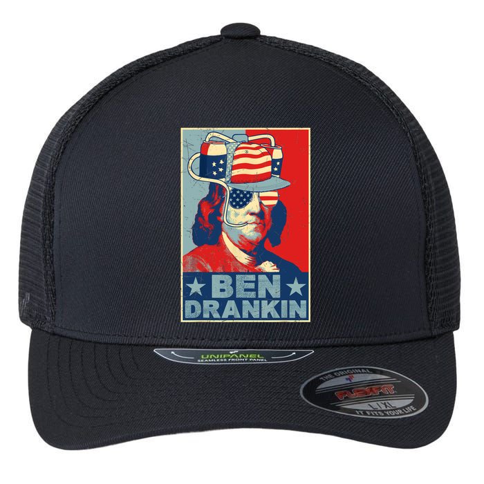 Ben Drankin Beer 4th Of July Retro Beer Lover Drinking Team Flexfit Unipanel Trucker Cap