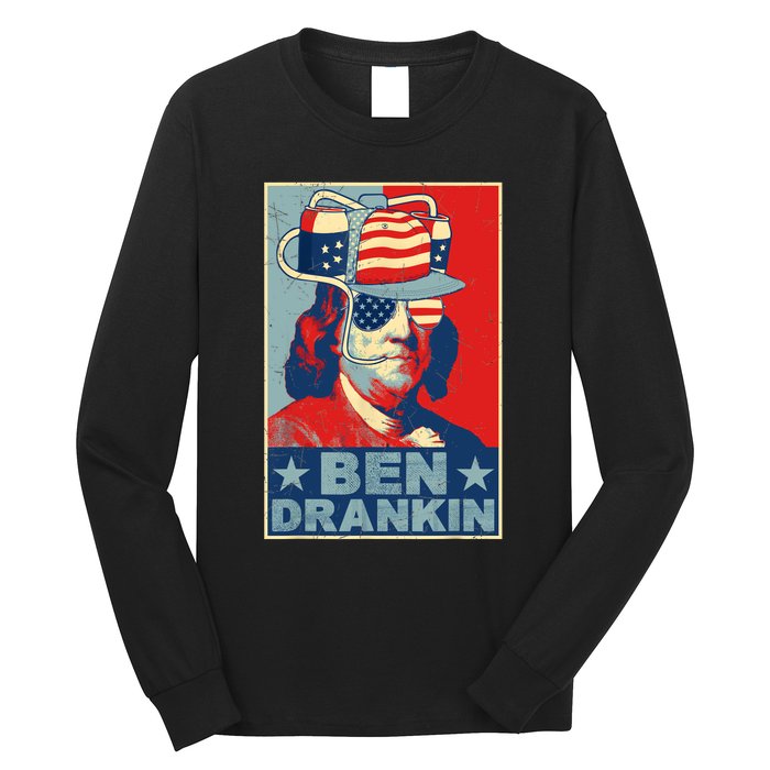 Ben Drankin Beer 4th Of July Retro Beer Lover Drinking Team Long Sleeve Shirt