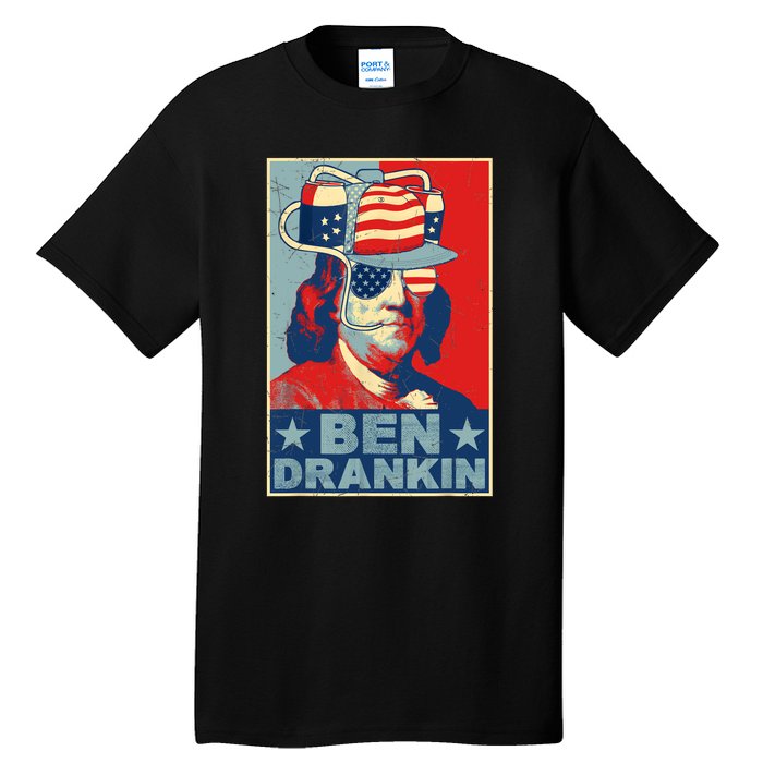 Ben Drankin Beer 4th Of July Retro Beer Lover Drinking Team Tall T-Shirt