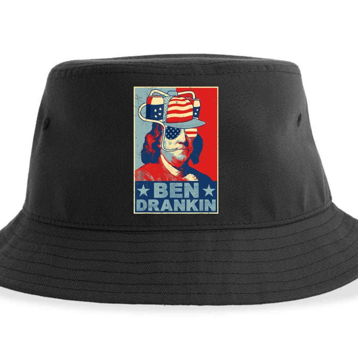 Ben Drankin Beer 4th Of July Retro Beer Lover Drinking Team Sustainable Bucket Hat