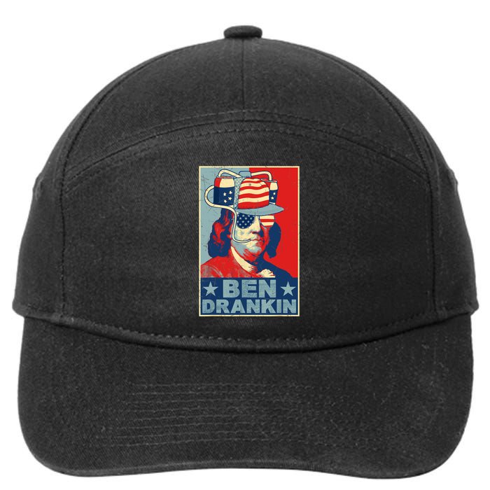 Ben Drankin Beer 4th Of July Retro Beer Lover Drinking Team 7-Panel Snapback Hat