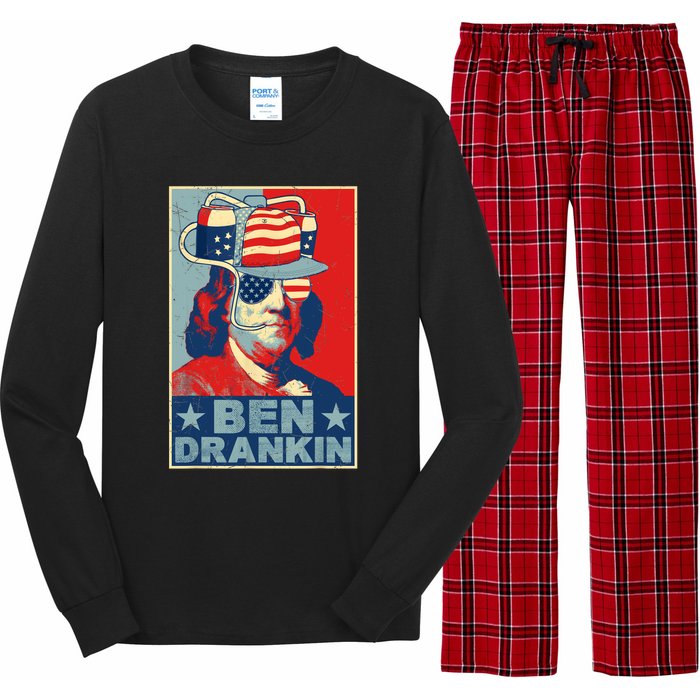 Ben Drankin Beer 4th Of July Retro Beer Lover Drinking Team Long Sleeve Pajama Set